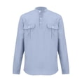 thumbnail image 5 of zfhfof Mens Cotton Linen Henley Shirts Casual Roll Up Long Sleeve Summer Beach Shirt Hawaii Hippie Button Down T-Shirt for Men, 5 of 8