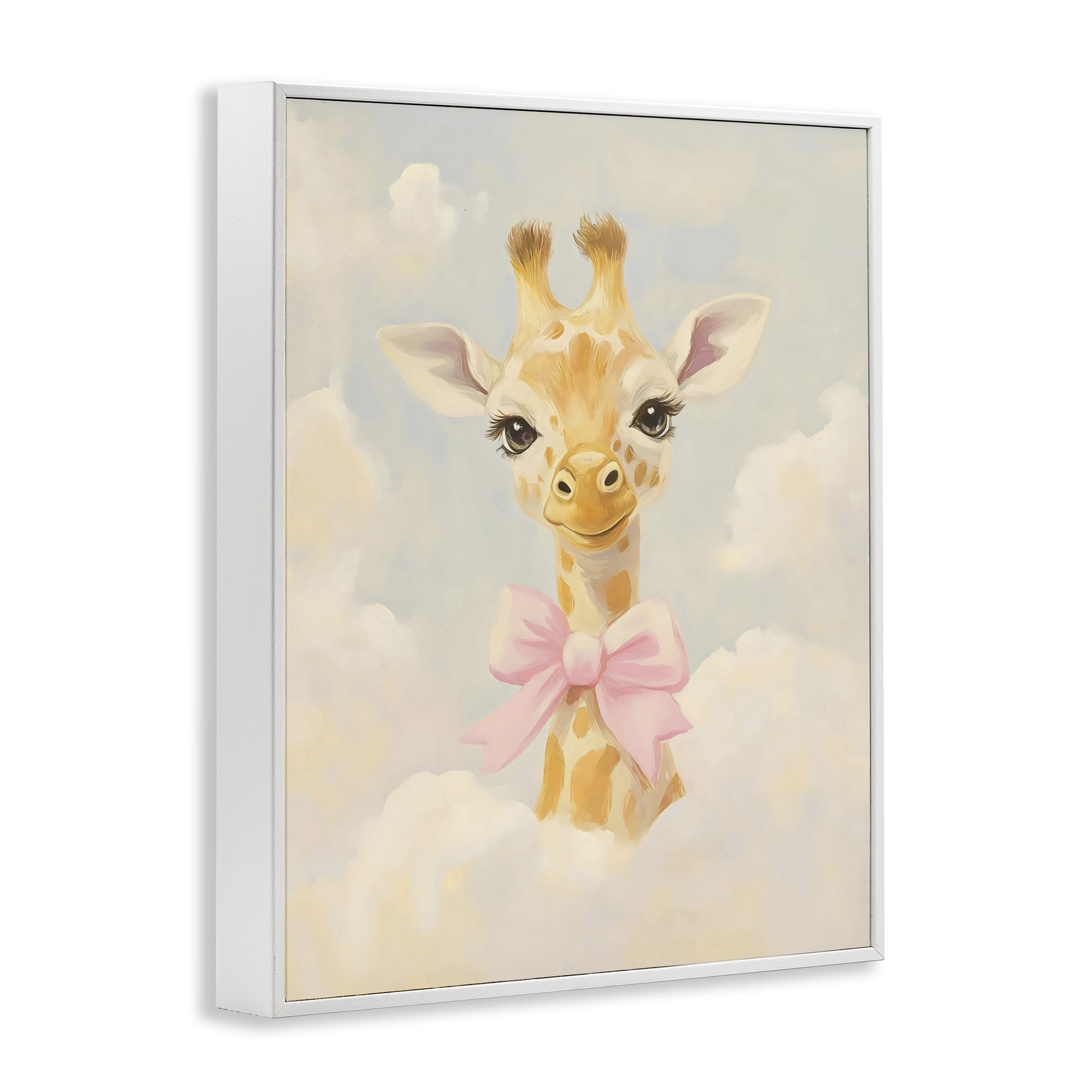 Stupell Industries Charming Giraffe In The Clouds White Framed Giclee Art, design by The Prints Vibe
