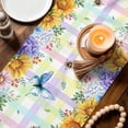 thumbnail image 3 of Sunflowers Table Runner - 120 Inch Long Spring Flowers Butterflies Hydrangea Watercolor Cotton and Linen Blended Dress Scarves Farmhouse Table Runner for Kitchen Dining, Coffee Table, 13" x 120", 3 of 8