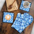 thumbnail image 5 of Blue Dog Paw Footprint Kitchen Oven Mitt and Pot Holder Sets 4 Pcs for Baking, Cooking and Grilling, Heat Resistant Up To 392 °F, 5 of 7