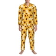 thumbnail image 3 of Lsque Vintage Marble Pattern Sunflower Pattern Long Sleeve Pajama Set for Men - Soft 2-Piece Sleepwear and Loungewear Set with Pockets, Comfy Nightwear-XX-Large, 3 of 7