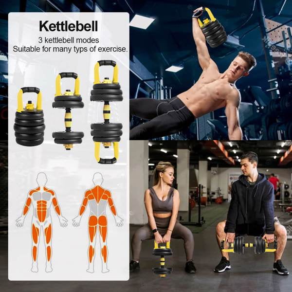 US IN STOCK] Adjustable Dumbbell Set 44 LBS Dumbellsweights Set, 2 in 1  Barbell Weight Set Kettlebell for Home Gym, Exercise Fitness Dumbells for  Men and Women 