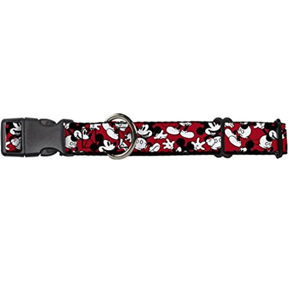 Buckle-Down Mickey Mouse Poses Scattered Red Black White Disney Martingale Plastic Clip Collar