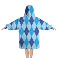 thumbnail image 2 of Light Blue and Dark Blue Argyle Pattern Blanket Hoodies for Kids 6-13YR Oversize Wearable Blanket Hoodies for Boys Girls Teens, 2 of 7