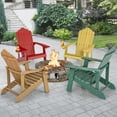 thumbnail image 4 of Patiojoy 2 Pcs Chaise Adirondack Hanches Chaise Adirondack avec Porte-Gobelet Grain de Bois Réaliste Chaise d'Extérieur Résistante aux Intempéries pour Capacité de Poids de 380 Lb Jaune, 4 of 10