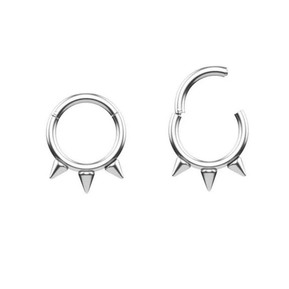 K-KED 2pcs Clicker Ring with Spike Earring Nose Hoop Helix Tragus Cartilage Piercing-16G 8mm