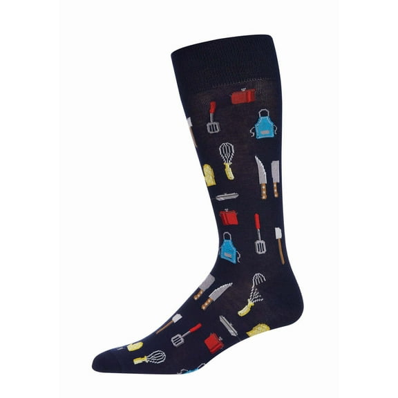 MeMoi Men's Kitchen Crew Bamboo Blend Novelty Crew Sock - Mens - Male, 10-13, Navy