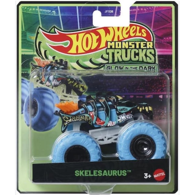 Monster Truck Hot Wheels Skelesaurus brilla en la oscuridad 1:64