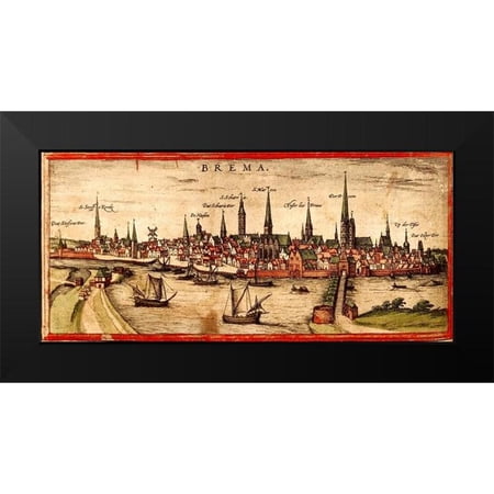 Hogenberg, Braun 14x9 Black Modern Framed Museum Art Print Titled - Bremen