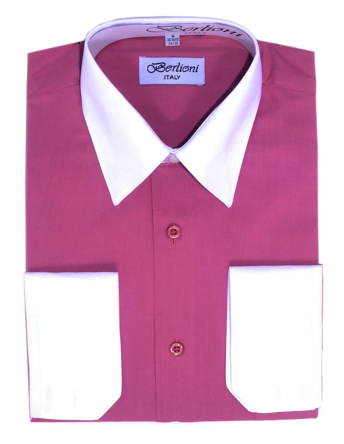 Berlioni Italy White Collar & Cuffs Mens Two Tone Dress Shirt 19 Colors & Sizes - Walmart.com