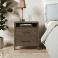 thumbnail image 5 of STYLIVIA 2-Drawer Nightstand for Adults, Royal Walnut Wood, 20.9" W x 15.7" D x 22.7" H, with Open Shelf, 5 of 17