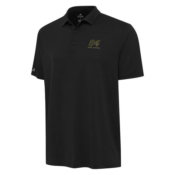Men's Antigua Black Jimmie Johnson Reprocess Polo