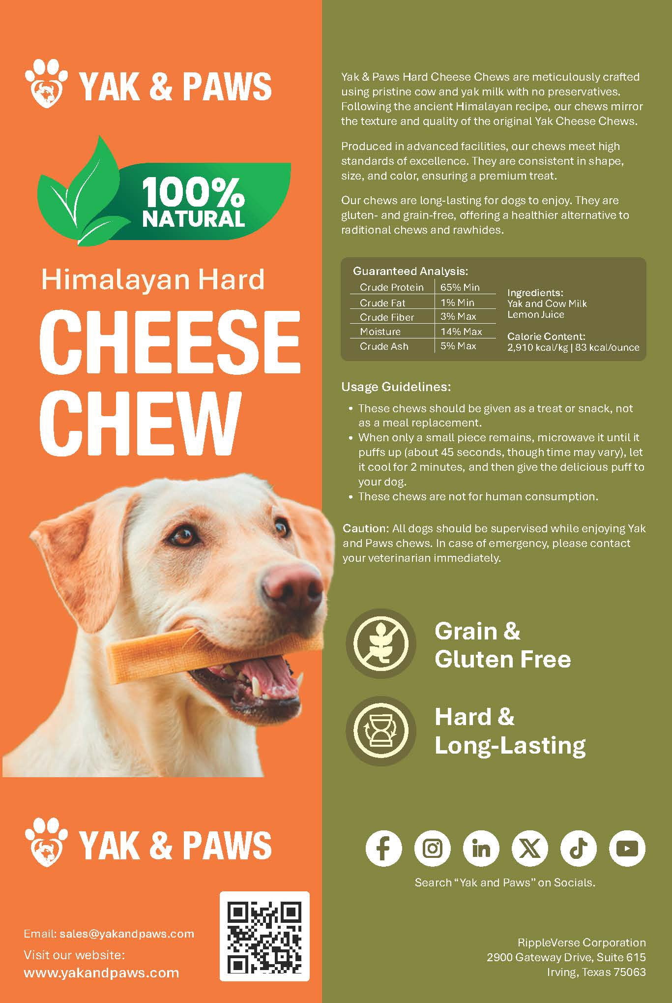 Yak & Paws Yak Cheese Chew SMALL (2.1-2.4 oz) - 5 lb