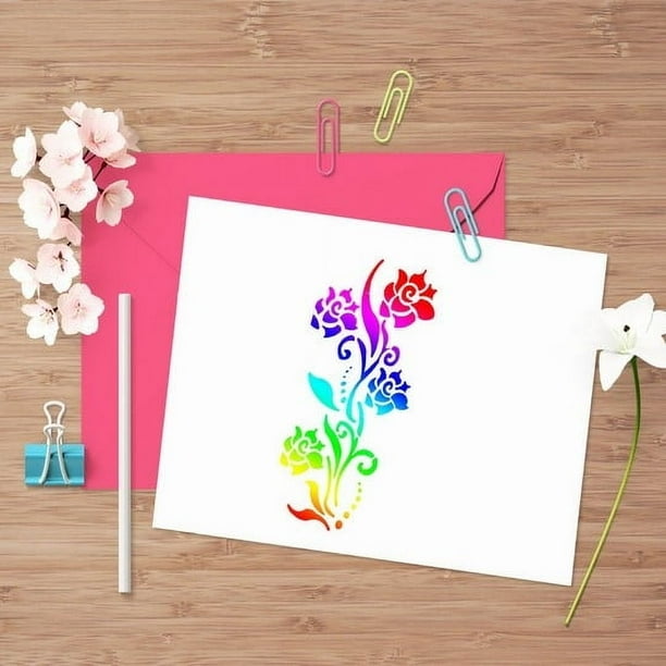 color 10Pcs Flower Stencil Set Hollow Out Leaf Texture Painting