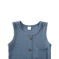 thumbnail image 2 of Qiylii Baby Solid Color Romper, Sleeveless Button Closure Ribbed Jumpsuit, 2 of 6