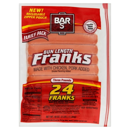 Bar-S Bun Length Franks Family Pack, 24 count, 48 oz