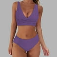 thumbnail image 2 of Sngxgn Women's Bikini Two Piece Swimsuit Back Lace up Adjustable Bathing Suit(Purple,S), 2 of 5