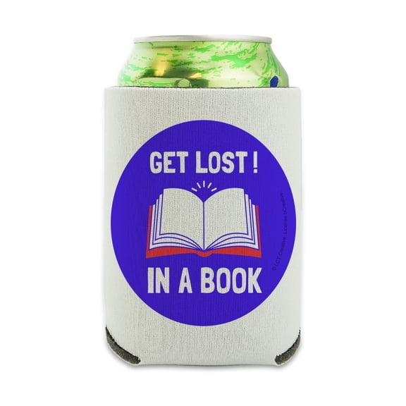 Get Lost In A Book Read Funny Humor Can Cooler - Drink Sleeve Hugger Collapsible Insulator - Beverage Insulated Holder