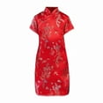 thumbnail image 4 of EnJoCho Girls Chinese Cheongsam 𝖥loral Graphic Traditional Dress Kids New Year Qipao Stand Collar Side Split Outfits Traditional Chinese Dress Kids Qipao Dress 𝖥loral, 4 of 5