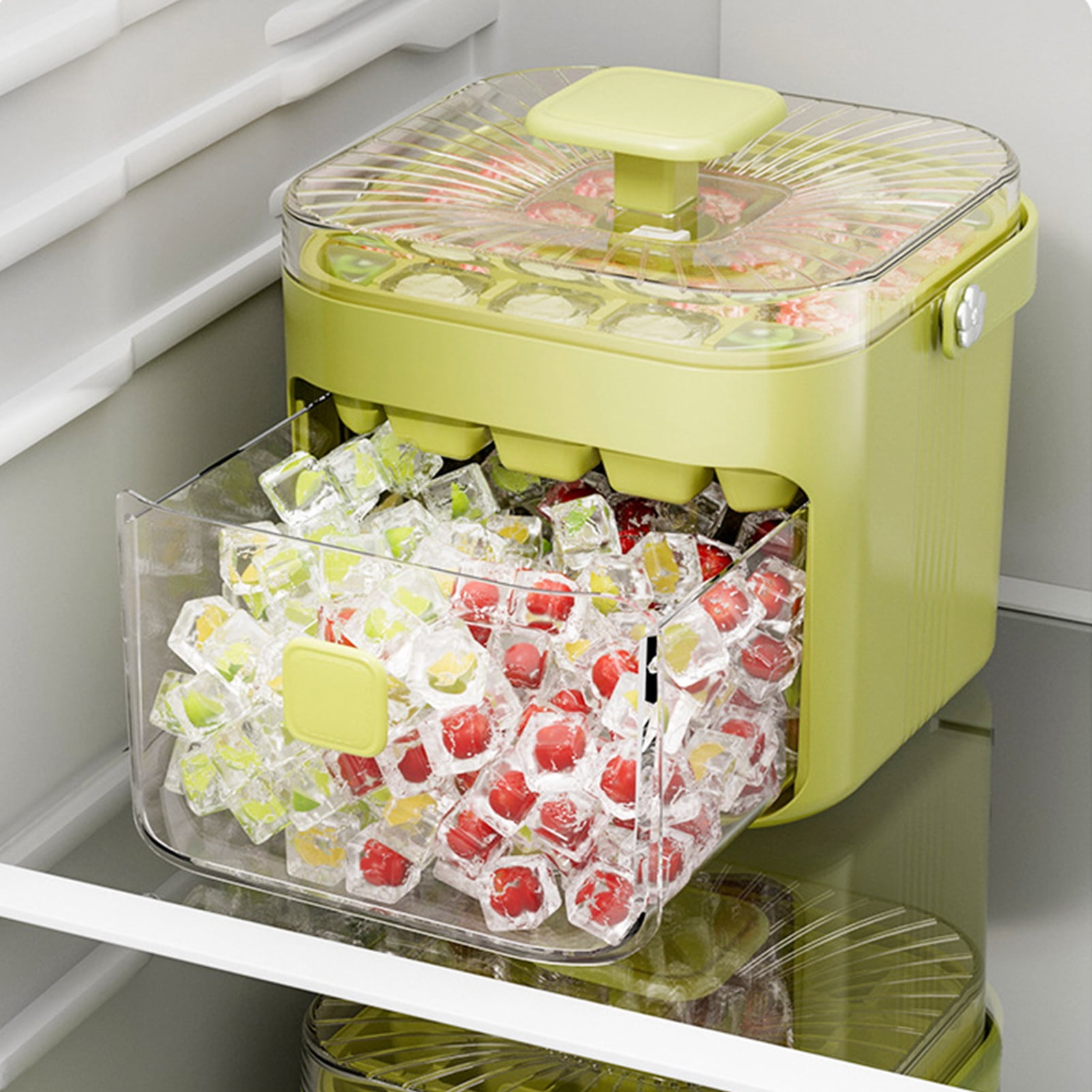 Ice Cube Mold 48 Grids Reusable Refrigerator Ice Maker Drawer Design Ice Tray Portable Easy Release Homemade Ice Making Tools for Whiskey Cocktail Coffee