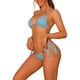 thumbnail image 4 of Conjuntos de bikini de dos piezas con detalles de cadena para mujer, parte inferior de triángulo con lazo, traje de baño, talla X-Large, azul claro, 4 of 5