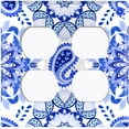 thumbnail image 3 of Metal Light Switch Plate Cover Mandala Blue White Flower Tile Pattern MDL089, 3 of 13