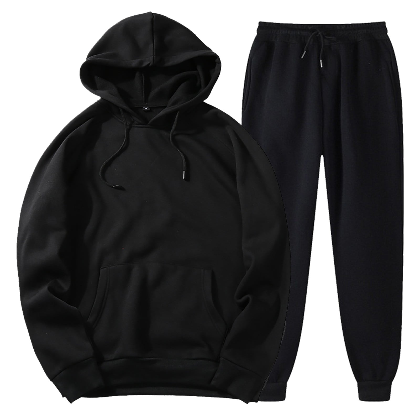 Loose Simple Suits Men Solid Color Long Sleeve Tops And Trousers Hoodie Plus Leisure Winter Fleece Hooded Sweatershirt Vacation Beach Party Sets - Walmart.com