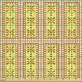 thumbnail image 2 of Vintage Upholstery Fabric by the Yard, Geometric Pattern with Dots and Flowers in Rectangle, Decorative Fabric for DIY and Home Accents, Yellow Peach by Ambesonne, 2 of 5