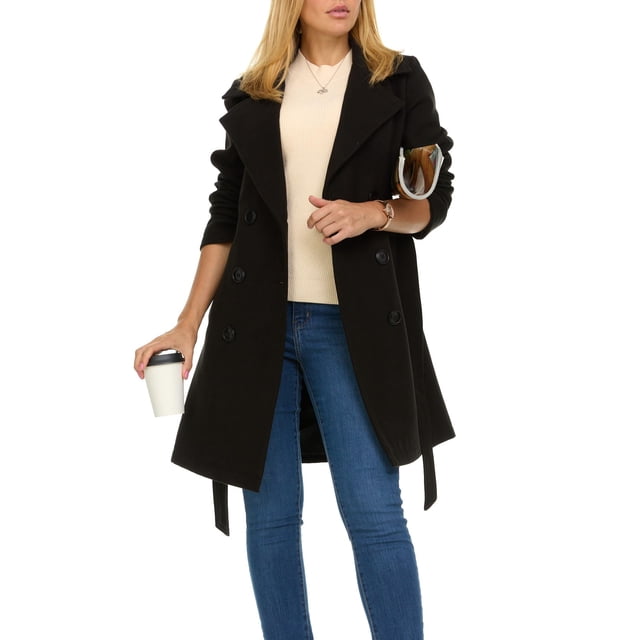 Gabardina Steve Madden de lana sintética con doble botonadura para mujer