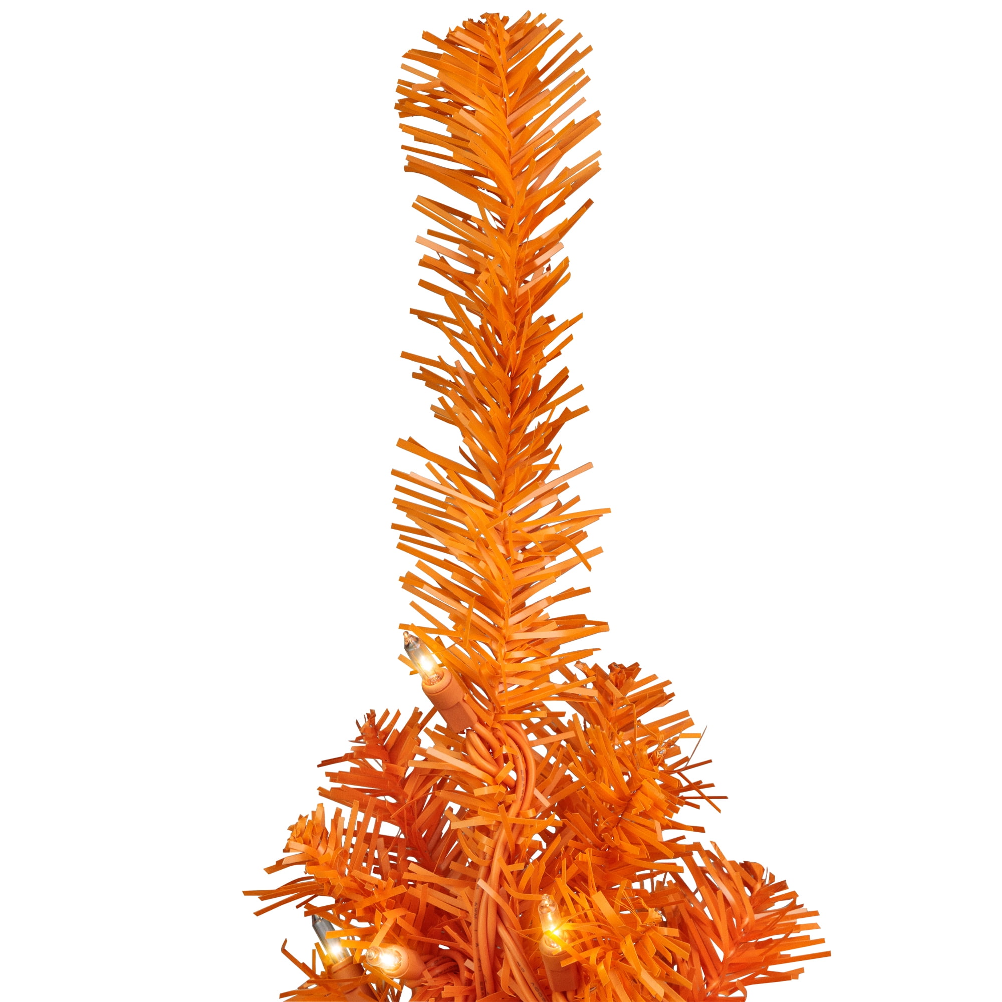 Pre-Lit Medium Artificial Pine Christmas Tree - 4' - Orange - Clear Lights
