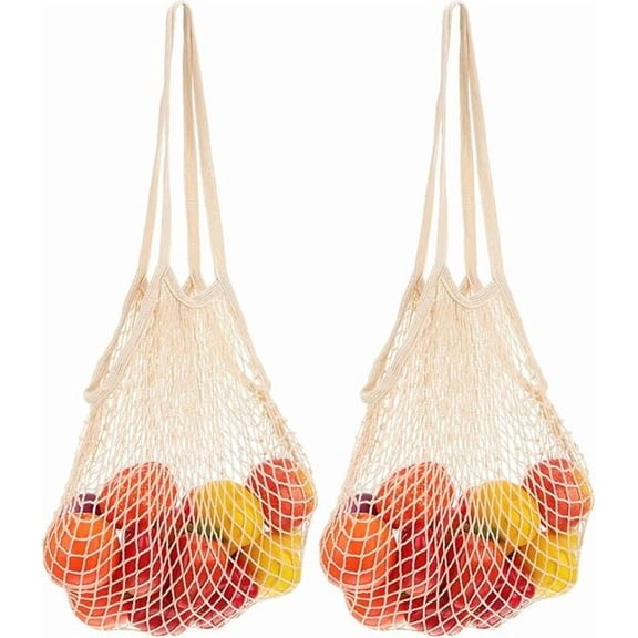 RUseeN Reusable Produce Bags Cotton Mesh Grocery Bags, Washable Portable Vegetable Bag, 100% Cotton Handle Net Tote Mesh String Organizer Shopping Bag