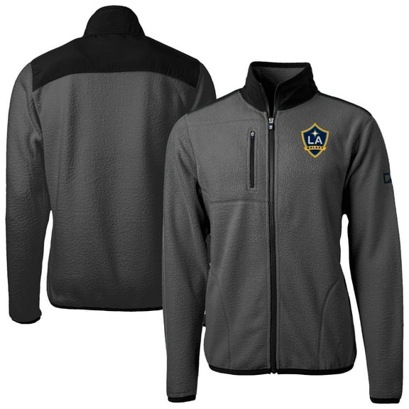 Men's-Cutter & Buck  Gray LA Galaxy Cascade Eco Fleece Full Zip Jacket