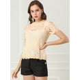 thumbnail image 3 of INSPIRE CHIC Haut en Dentelle Florale Semi-Transparente à Bord Festonné pour Femme, 3 of 6