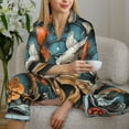 thumbnail image 6 of Fuzoiu Colorful Koi Fish Art Print Women's Long-Sleeved Pajama,Lounge Button Down Nightwear,Womens Notch Collar Pajama Set-Large, 6 of 7