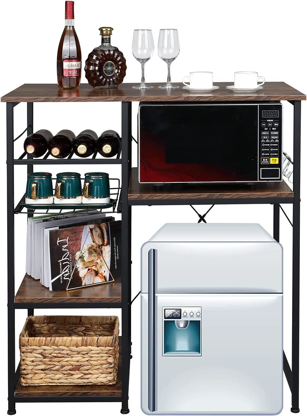 Microwave Stand 4-Tiers Kitchen Storage Fit Mini Fridge Baker¡ ̄s Rack