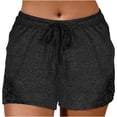thumbnail image 1 of Timegard Womens Yoga Shorts Elastic High Waisted Drawstring Lace Workout Beach Wear Shorts with Pockets, 1 of 6