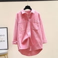 thumbnail image 2 of Timegard Womens Button down Shirts Long Sleeve Lapel Neck Blouse Fall Casual Comfy Jackets Solid Color, 2 of 3