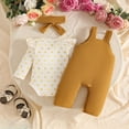 thumbnail image 5 of masbird Baby Girls Clothes Long Sleeve Romper Suspender Pants Headbands Set Fall Winter Outfits 3pcs 0 3 6 9 12 18 24 Months(Yellow,6-12 M), 5 of 9