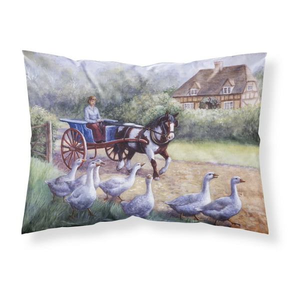 Geese Crossing before the Horse Fabric Standard Pillowcase