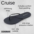 thumbnail image 3 of Cushionaire Women’s Cruise Minimalist Flip Flops – Ultra-Lightweight Summer Thong Sandals with Non-Slip Sole, 3 of 9