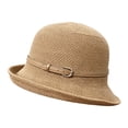 thumbnail image 3 of Helii Women's Short Brim Sun Hat – Vintage Cloche Style Straw Hat with Faux Leather Belt, Breathable Packable Bell Shape Bucket Hat for Women, Foldable Summer Travel Hat Khaki,One Size, 3 of 3