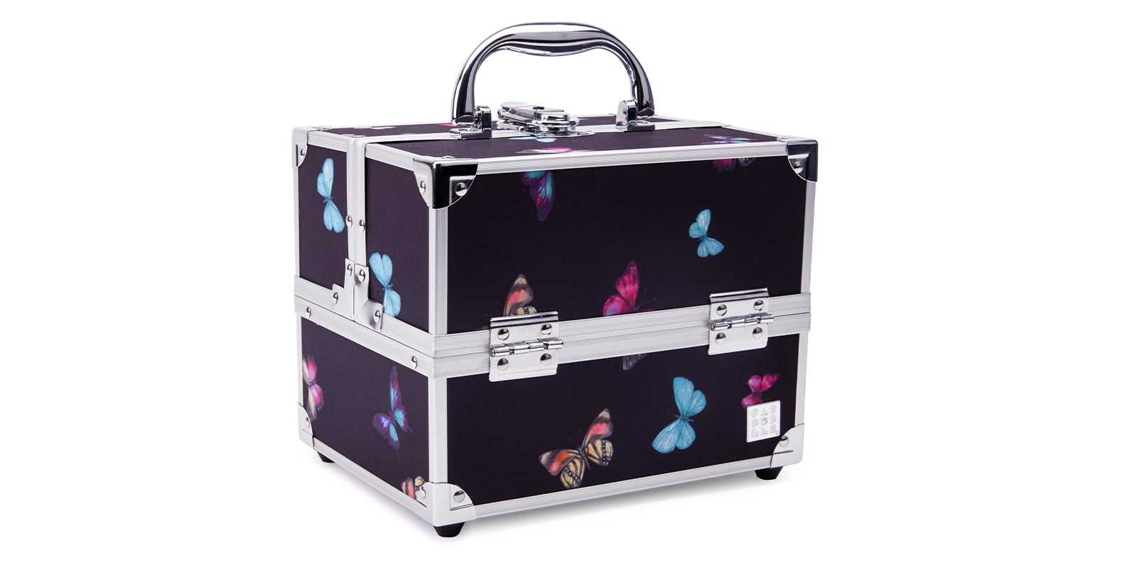 Caboodles Adored Train Case Cosmetic Case, Social Butterfly Print