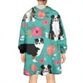 thumbnail image 2 of Australian Shepherd Dog and Flower Wearable Oversized Blanket,Wearable Blanket Hoodie for Adults,Cozy Hooded Blankets with Super Pockets,Super Warm Fuzzy Pullover for Women & Men, 2 of 6