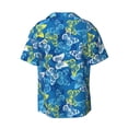 thumbnail image 6 of PAYOHTO Tropical Colored Butterflies Mens Hawaiian Casual Short-sleeved Shirt Tropical Summer Beach Button Down Shirts, 6 of 7