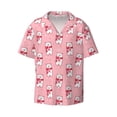 thumbnail image 2 of Lsque pink Scarf bear print Men's Cuban Collar Short Sleeve Shirt Summer Beachwear Casual Button Down Fashionable Vacation Leisure Shirt-3X-Large, 2 of 7