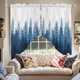 thumbnail image 2 of Navy Blue Swag Valances for Windows 2 Pack Forest Nature Woodland Tree Misty Forest Silhouette Landscape Swag Kitchen Curtains 36 Inches Long Short Window Drapes for Kitchen Bathroom 36"x36", 2 of 8