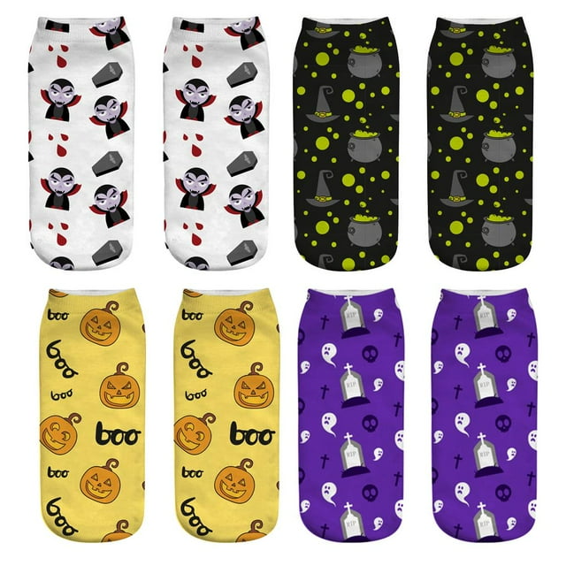 4 pares de calcetines de Halloween Zulema bajo para hombres y mujeres