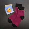 thumbnail image 3 of Women's Cotton Crew Socks - Colorblock Stripes Fashion Ultra-Soft Cute Comfortable Casual Vintage Socks 4 Pairs (US, Numeric, 8, 11, Regular, Regular, Burgundy/Black), 3 of 6