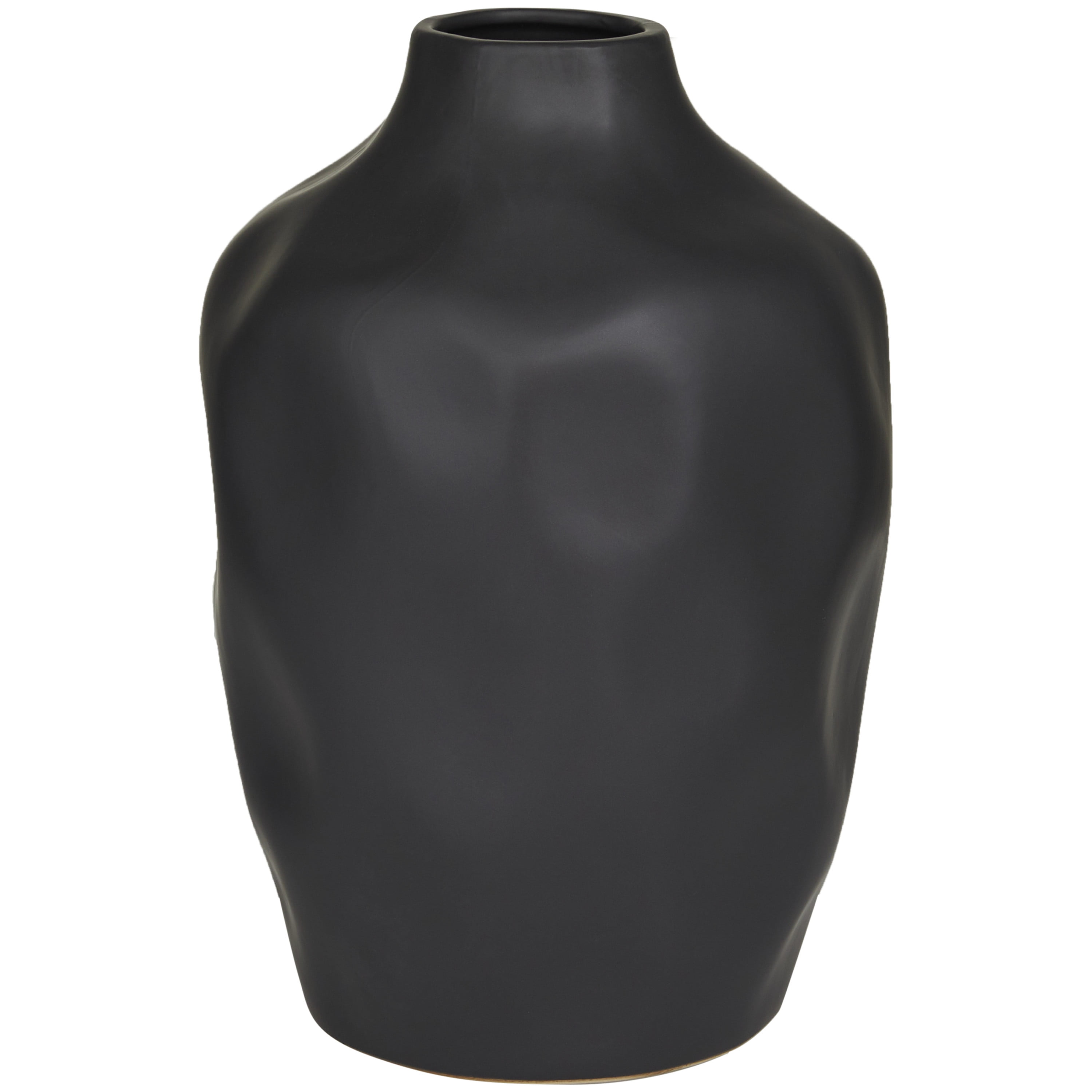 CosmoLiving by Cosmopolitan 9"W, 14"H Ceramic Modern Vase, Black, 1-Piece