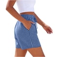 thumbnail image 4 of BLVB Elastic Waist Summer Shorts for Women Trendy Cute Casual Short Bottoms Plaid Beach Vacation Clothes with Pockets, 4 of 5
